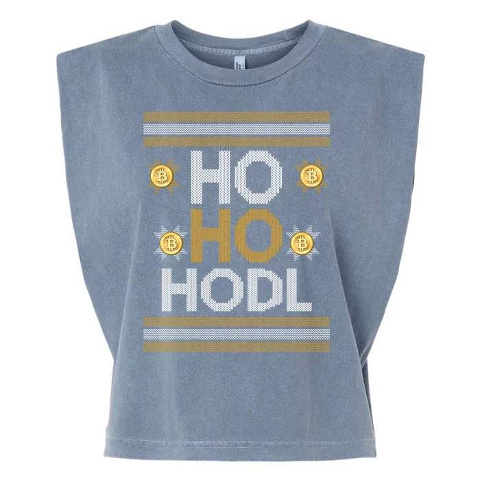 Ho Ho Hodl Crypto Currency Ugly Christmas Garment-Dyed Women's Muscle Tee