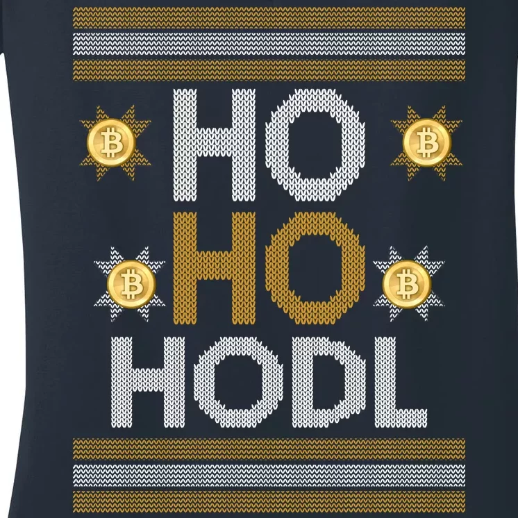 Ho Ho Hodl Crypto Currency Ugly Christmas Women's V-Neck T-Shirt