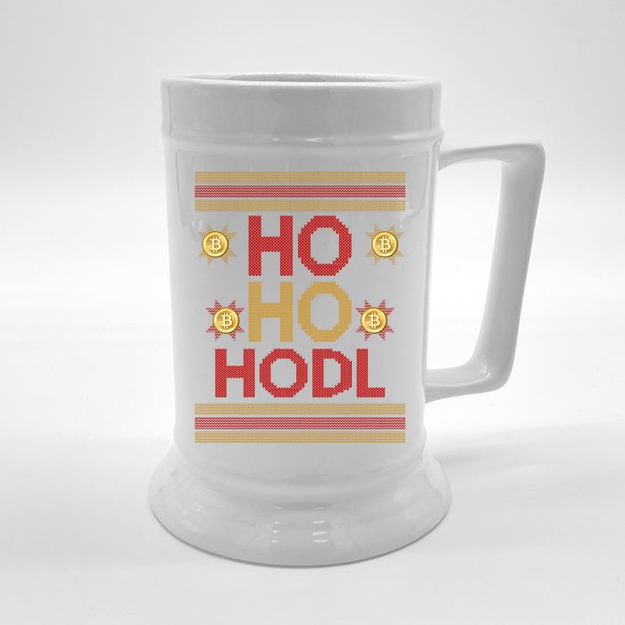 Ho Ho Hodl Crypto Currency Ugly Christmas Front & Back Beer Stein