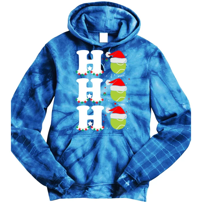 Ho Ho Ho Christmas Tennis Balls Santa's Hat Xmas Tennis Fan Gift Tie Dye Hoodie