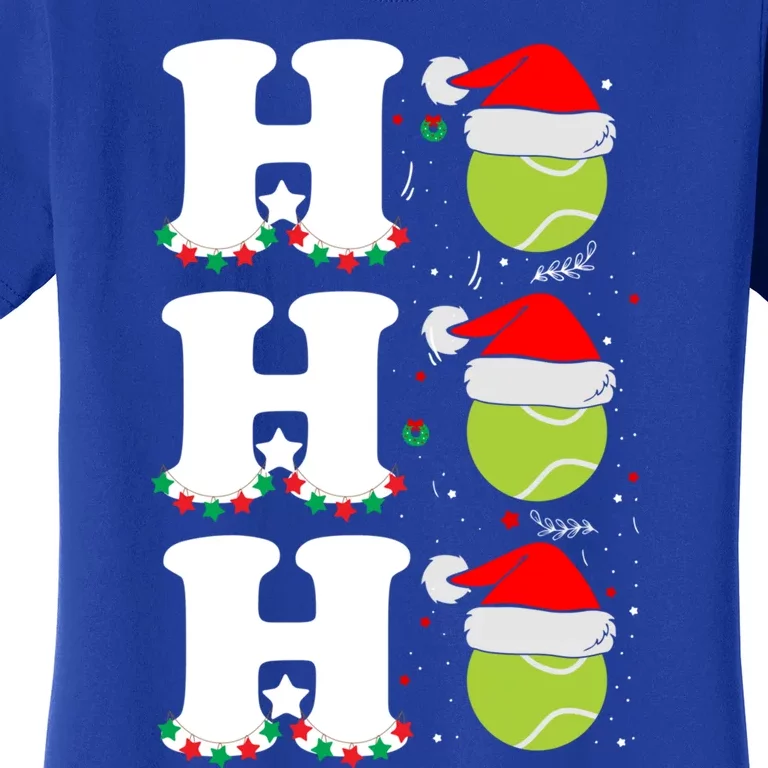 Ho Ho Ho Christmas Tennis Balls Santa's Hat Xmas Tennis Fan Gift Women's T-Shirt