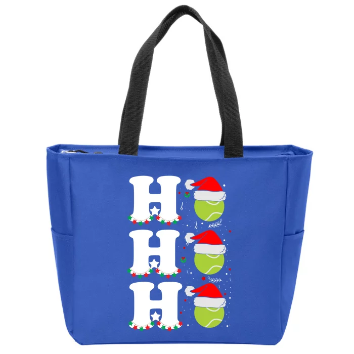 Ho Ho Ho Christmas Tennis Balls Santa's Hat Xmas Tennis Fan Gift Zip Tote Bag