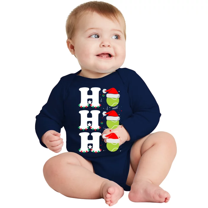 Ho Ho Ho Christmas Tennis Balls Santa's Hat Xmas Tennis Fan Gift Baby Long Sleeve Bodysuit