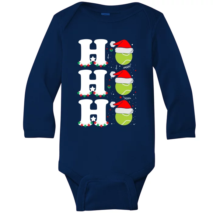 Ho Ho Ho Christmas Tennis Balls Santa's Hat Xmas Tennis Fan Gift Baby Long Sleeve Bodysuit