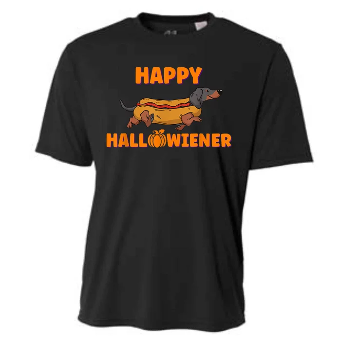 Happy Hallowiener Halloween Dachshund Dog Cooling Performance Crew T-Shirt