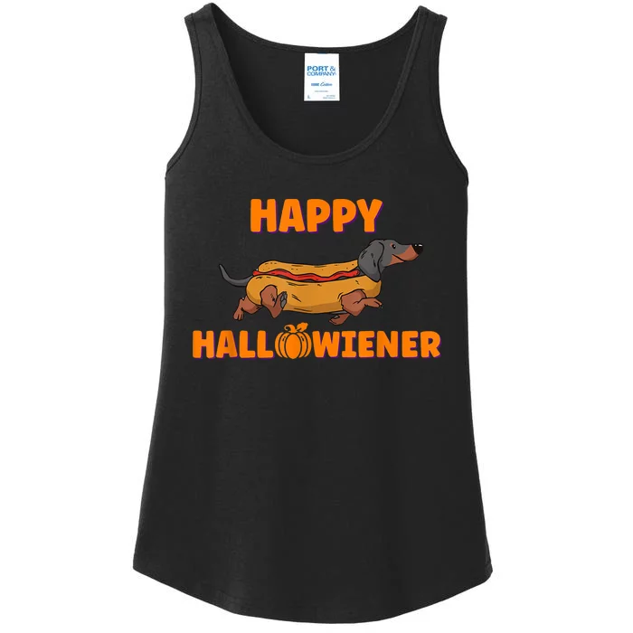 Happy Hallowiener Halloween Dachshund Dog Ladies Essential Tank