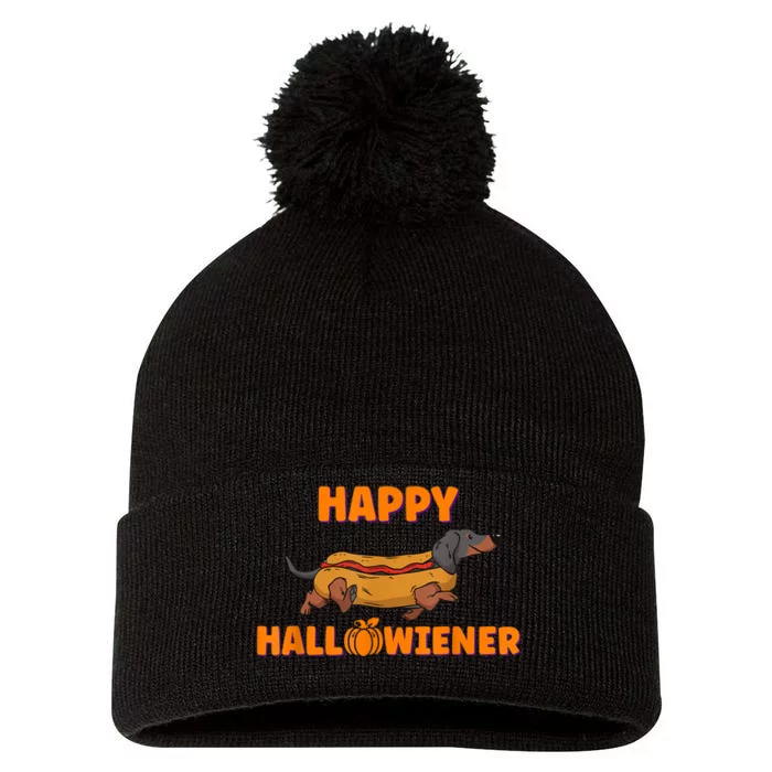 Happy Hallowiener Halloween Dachshund Dog Pom Pom 12in Knit Beanie