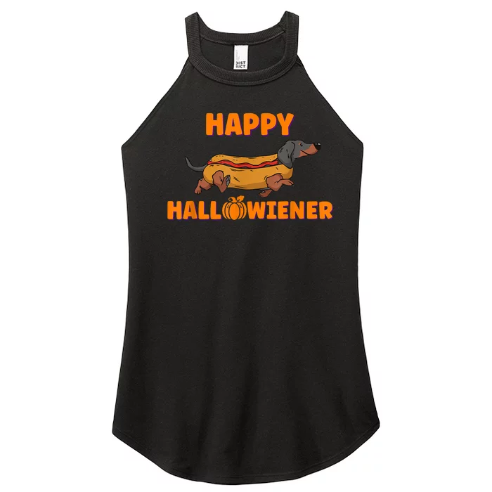 Happy Hallowiener Halloween Dachshund Dog Women’s Perfect Tri Rocker Tank