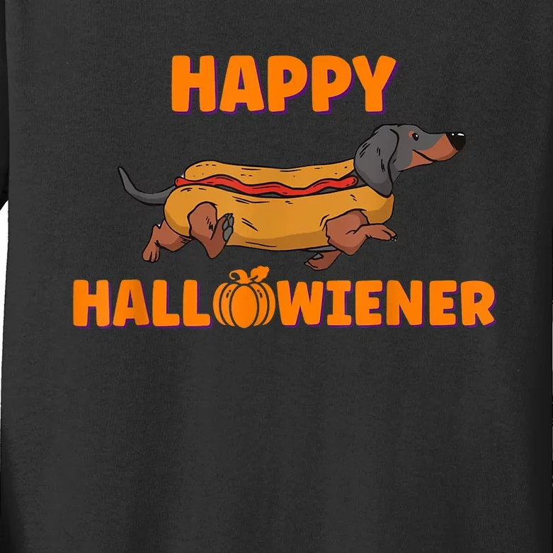 Happy Hallowiener Halloween Dachshund Dog Kids Long Sleeve Shirt