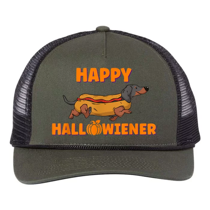 Happy Hallowiener Halloween Dachshund Dog Retro Rope Trucker Hat Cap