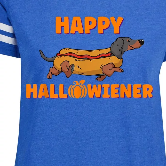 Happy Hallowiener Halloween Dachshund Dog Enza Ladies Jersey Football T-Shirt