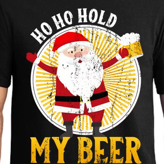 Ho Ho Hold My Beer Sarcastic Santa Bad Xmas Gift Pajama Set