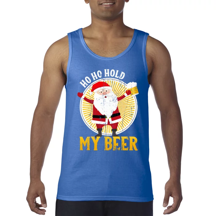 Ho Ho Hold My Beer Sarcastic Santa Bad Xmas Gift Tank Top