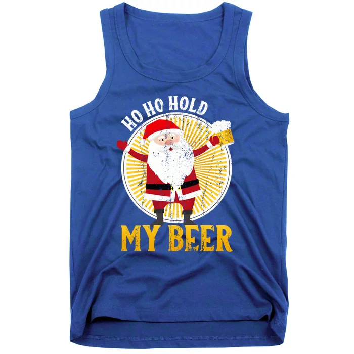 Ho Ho Hold My Beer Sarcastic Santa Bad Xmas Gift Tank Top