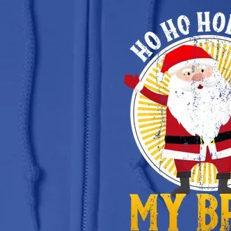 Ho Ho Hold My Beer Sarcastic Santa Bad Xmas Gift Full Zip Hoodie