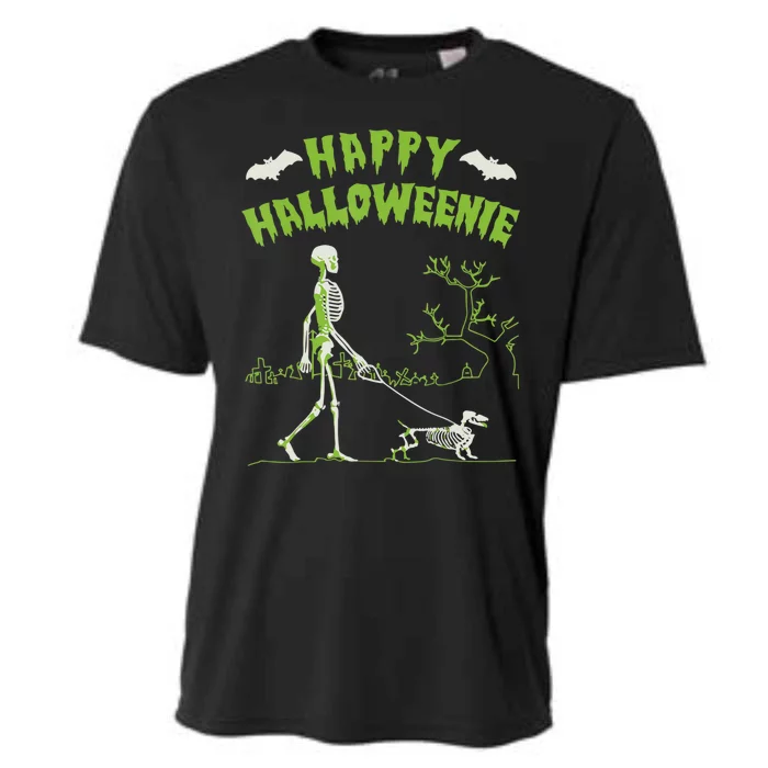 Happy Halloweenie Halloween Skeleton Dachshund Weiner Dogs Cooling Performance Crew T-Shirt