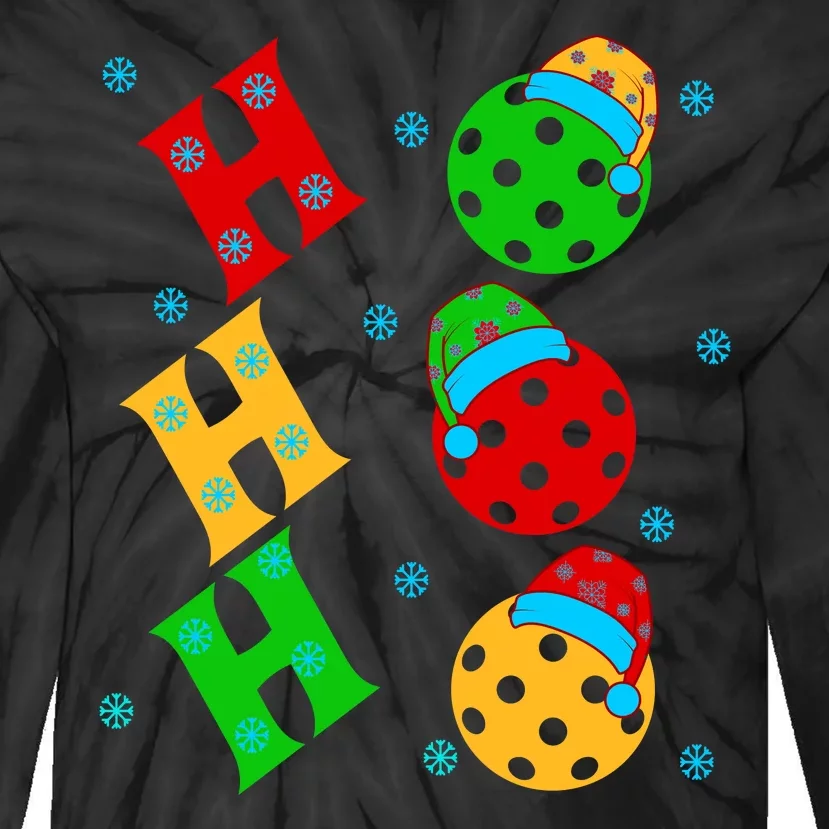 Ho Ho Ho Pickleball Christmas Tie-Dye Long Sleeve Shirt