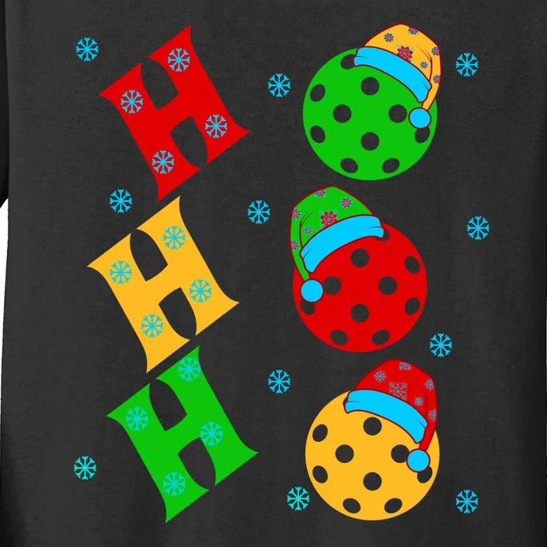 Ho Ho Ho Pickleball Christmas Kids Long Sleeve Shirt