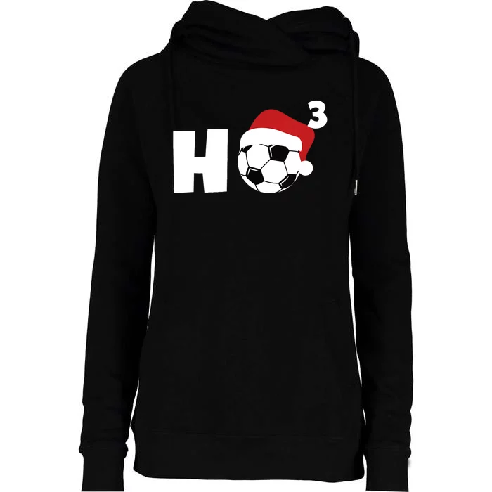 'Ho Ho Ho' Soccer Christmas Womens Funnel Neck Pullover Hood