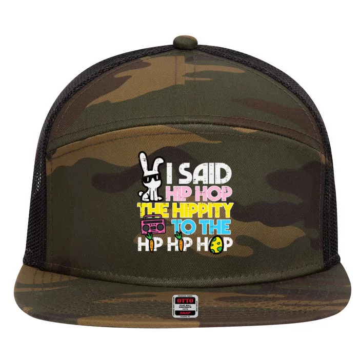 Hip Hop Hippity Easter Bunny 7 Panel Mesh Trucker Snapback Hat