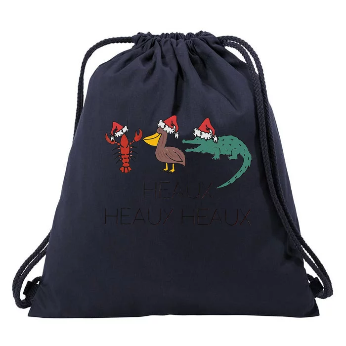 Heaux Heaux Heaux Funny Louisiana Cajun Christmas Holiday Drawstring Bag