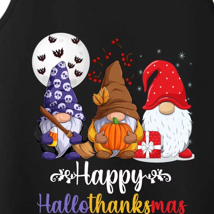 Happy HalloThanksMas Halloween Thanksgiving Christmas Gnomes Performance Tank