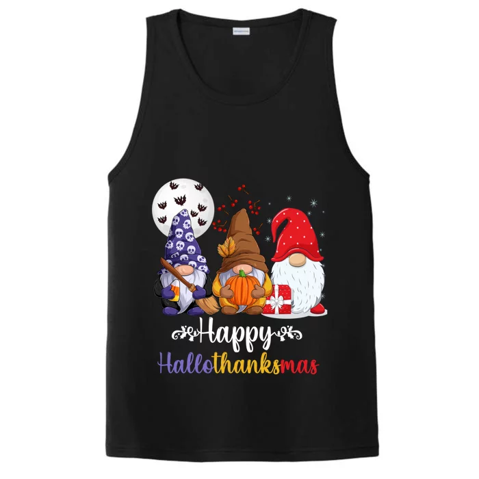 Happy HalloThanksMas Halloween Thanksgiving Christmas Gnomes Performance Tank