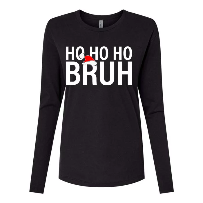 Ho Ho Ho Bruh Santa Hat Funny Christmas Womens Cotton Relaxed Long Sleeve T-Shirt