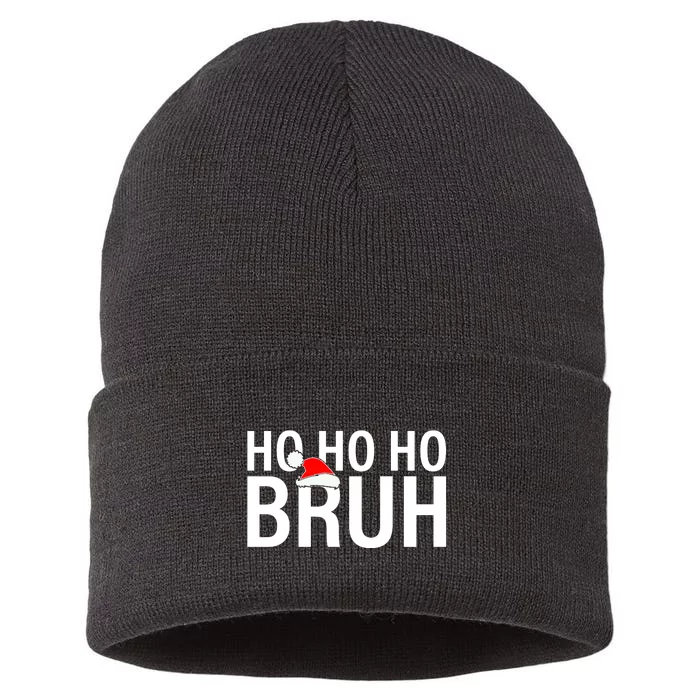 Ho Ho Ho Bruh Santa Hat Funny Christmas Sustainable Knit Beanie