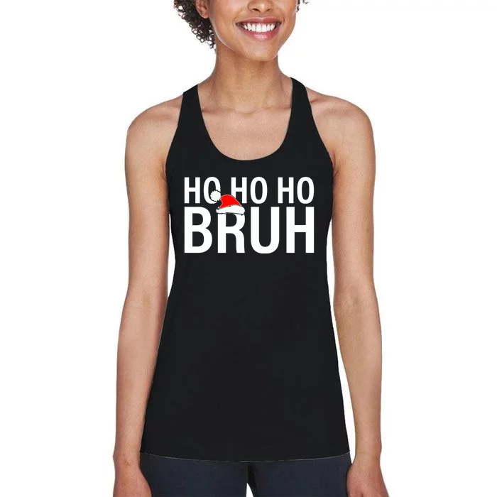 Ho Ho Ho Bruh Santa Hat Funny Christmas Women's Racerback Tank