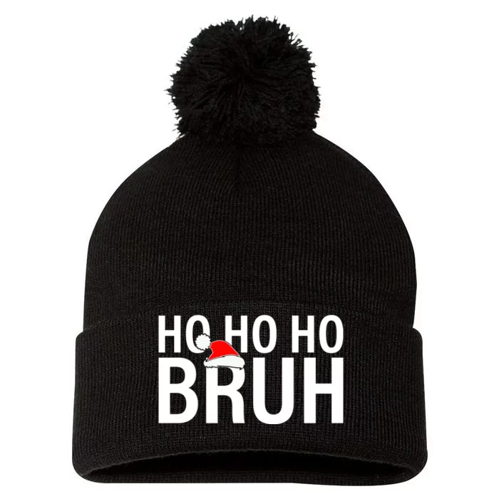 Ho Ho Ho Bruh Santa Hat Funny Christmas Pom Pom 12in Knit Beanie