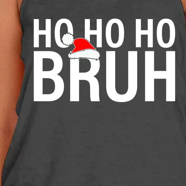 Ho Ho Ho Bruh Santa Hat Funny Christmas Women's Knotted Racerback Tank