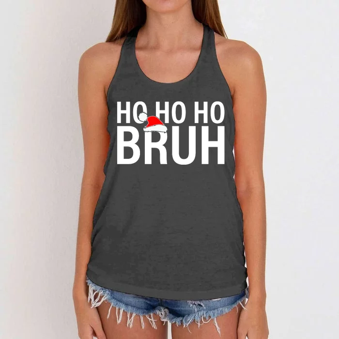 Ho Ho Ho Bruh Santa Hat Funny Christmas Women's Knotted Racerback Tank