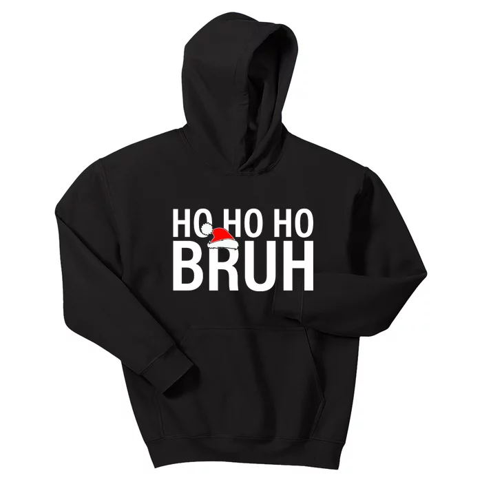 Ho Ho Ho Bruh Santa Hat Funny Christmas Kids Hoodie