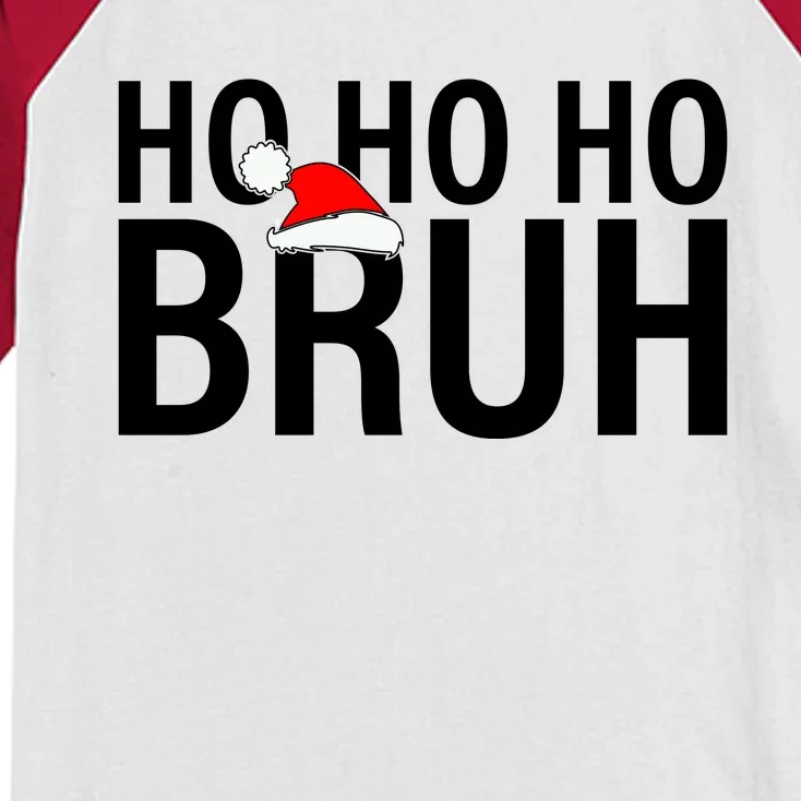 Ho Ho Ho Bruh Santa Hat Funny Christmas Kids Colorblock Raglan Jersey