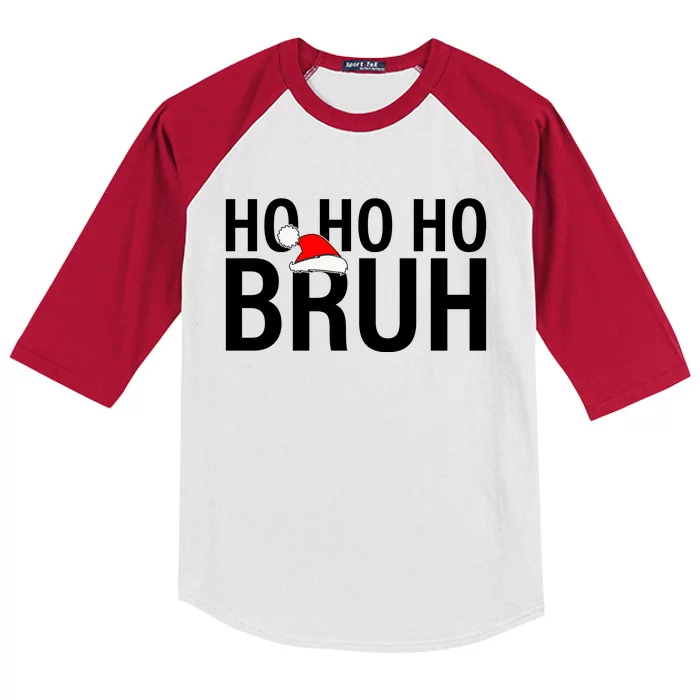 Ho Ho Ho Bruh Santa Hat Funny Christmas Kids Colorblock Raglan Jersey