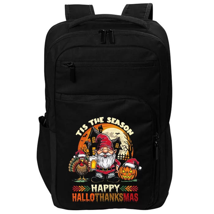 Happy Hallothanksmas Halloween Thanksgiving Merry Christmas Impact Tech Backpack