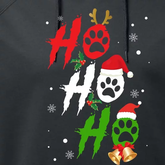 Ho Ho Ho Paw Christmas Funny Dog Lover Gifts For Xmas Performance Fleece Hoodie