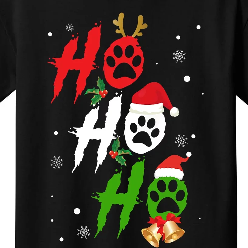 Ho Ho Ho Paw Christmas Funny Dog Lover Gifts For Xmas Kids T-Shirt