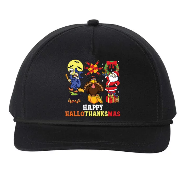 Happy Hallothanksmas Halloween Thanksgiving Christmas Snapback Five-Panel Rope Hat