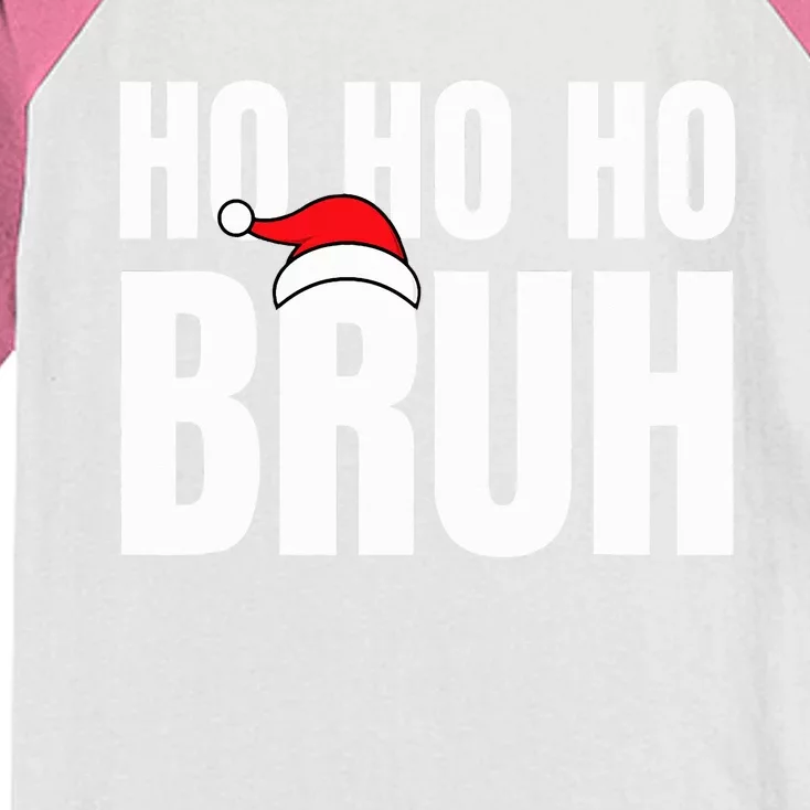 Ho Ho Ho Bruh Funny Christmas Holiday Kids Colorblock Raglan Jersey