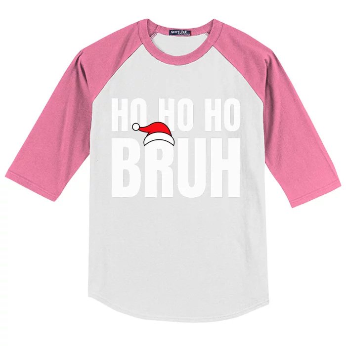 Ho Ho Ho Bruh Funny Christmas Holiday Kids Colorblock Raglan Jersey