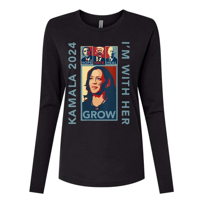 Hope Hate Heal Grow Kamala Harris 2024 Im With Her Womens Cotton Relaxed Long Sleeve T-Shirt