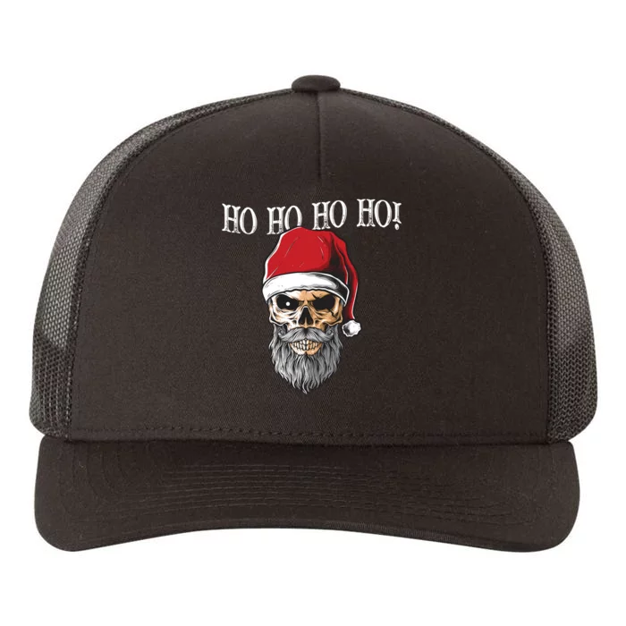 Ho Ho Ho Skeleton Bearded Skull Santa Yupoong Adult 5-Panel Trucker Hat