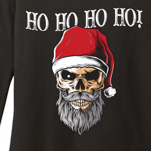 Ho Ho Ho Skeleton Bearded Skull Santa Womens CVC Long Sleeve Shirt