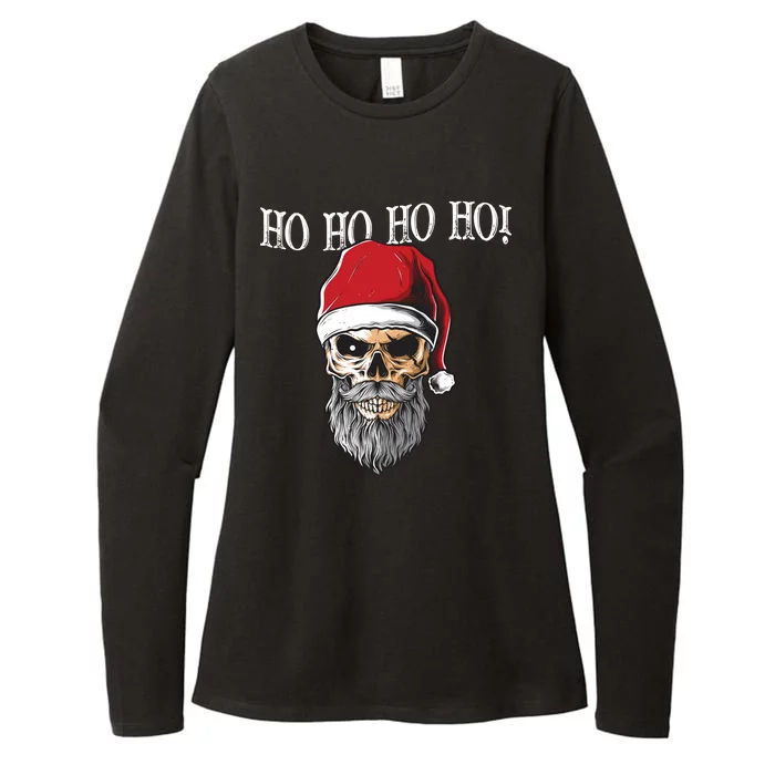 Ho Ho Ho Skeleton Bearded Skull Santa Womens CVC Long Sleeve Shirt