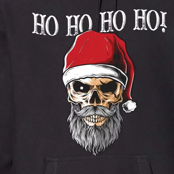 Ho Ho Ho Skeleton Bearded Skull Santa Premium Hoodie