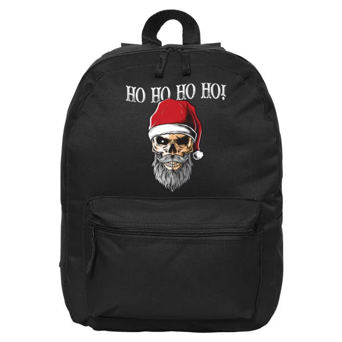 Ho Ho Ho Skeleton Bearded Skull Santa 16 in Basic Backpack