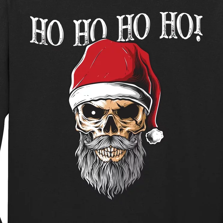 Ho Ho Ho Skeleton Bearded Skull Santa Tall Long Sleeve T-Shirt