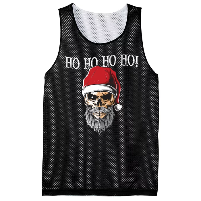 Ho Ho Ho Skeleton Bearded Skull Santa Mesh Reversible Basketball Jersey Tank